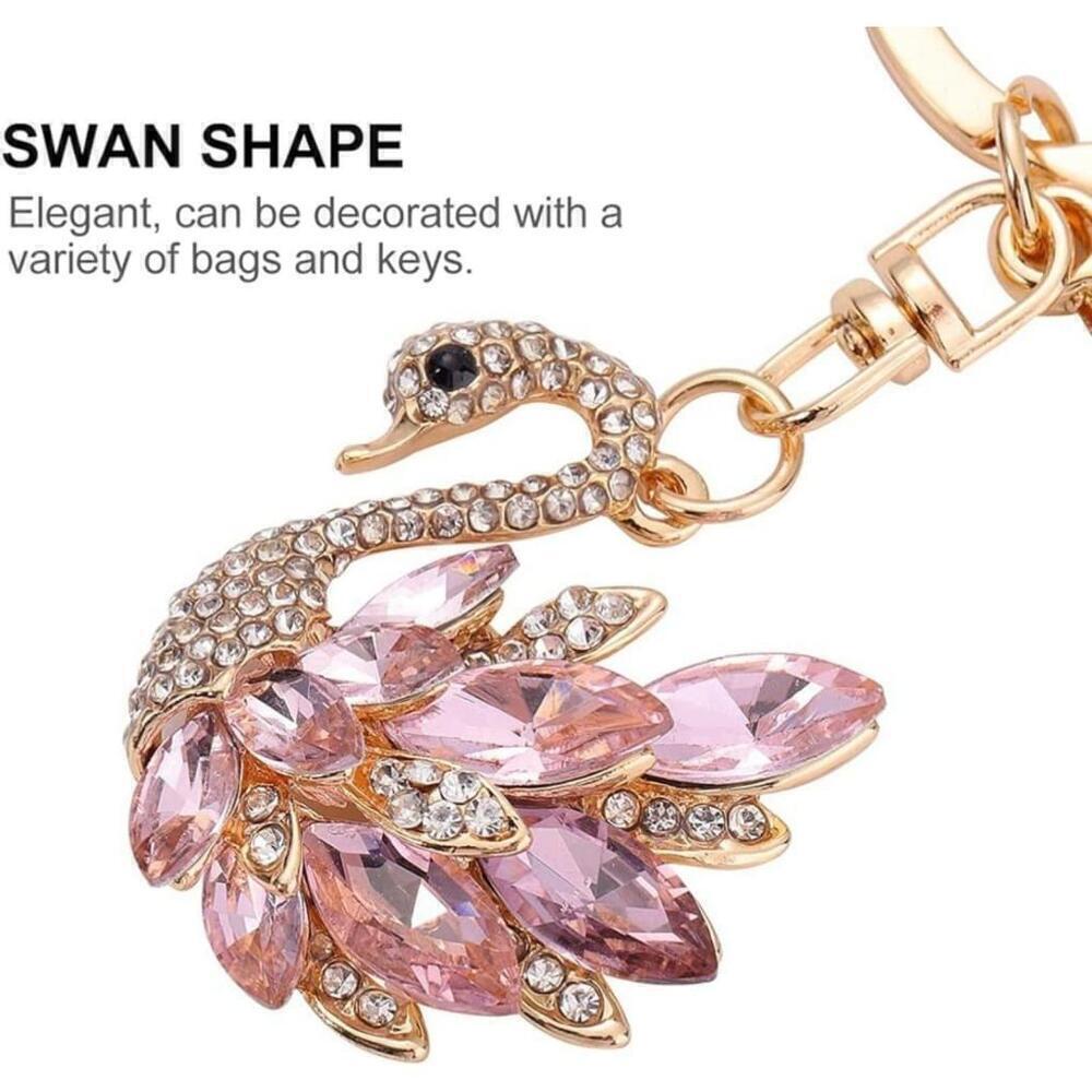 Swan Shaped Keychain In Pink - Picture 3 of 11